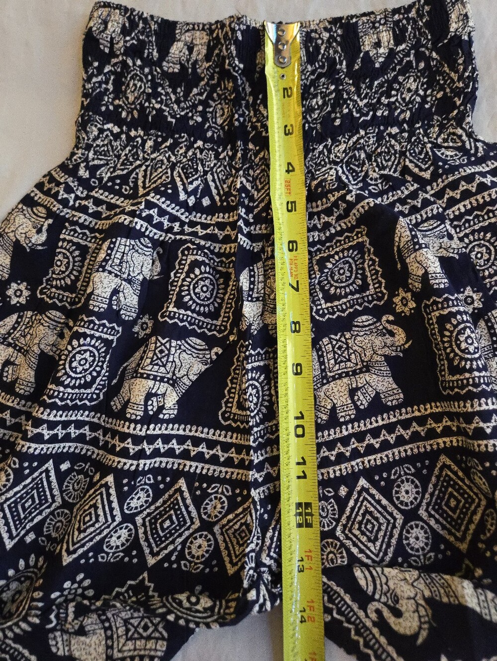 Navy Cream Thai Elephant Print Harem Pants Bohemian Hippie Festival EB5 - Picture 6 of 10